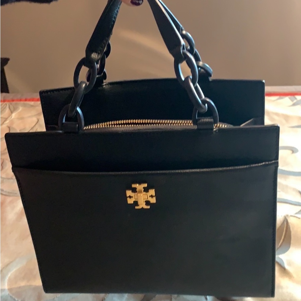 Tory Burch Black Satchel with Gold Accents